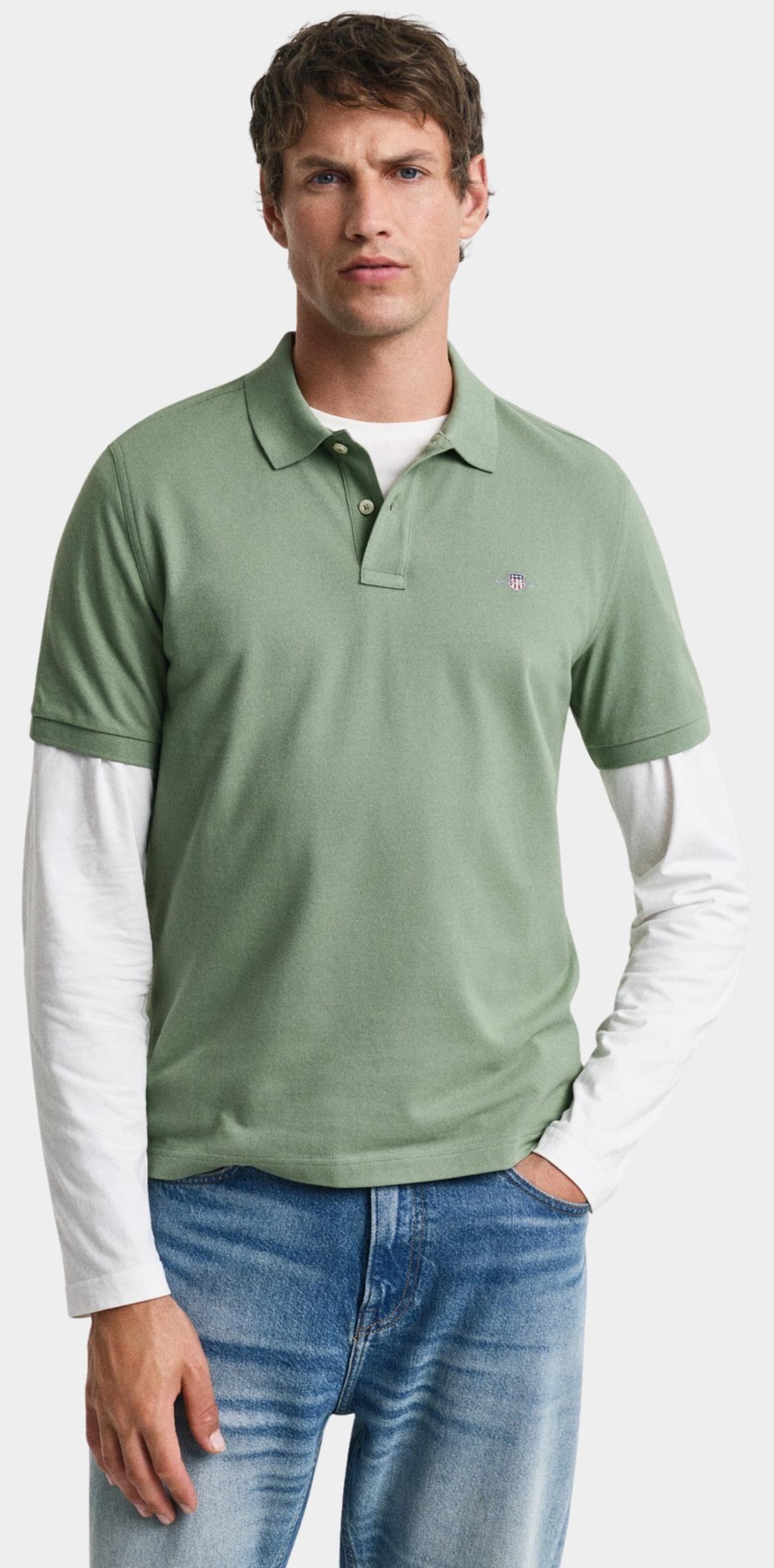 Gant Polo korte mouw Groen REG SHIELD SS PIQUE POLO 2210/362