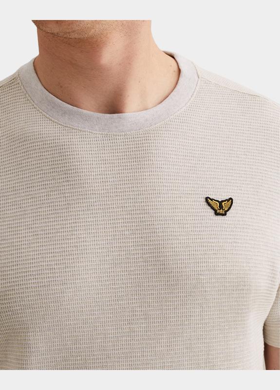 PME Legend T-shirt korte mouw Beige Short sleeve r-neck two tone PTSS2603569/7013