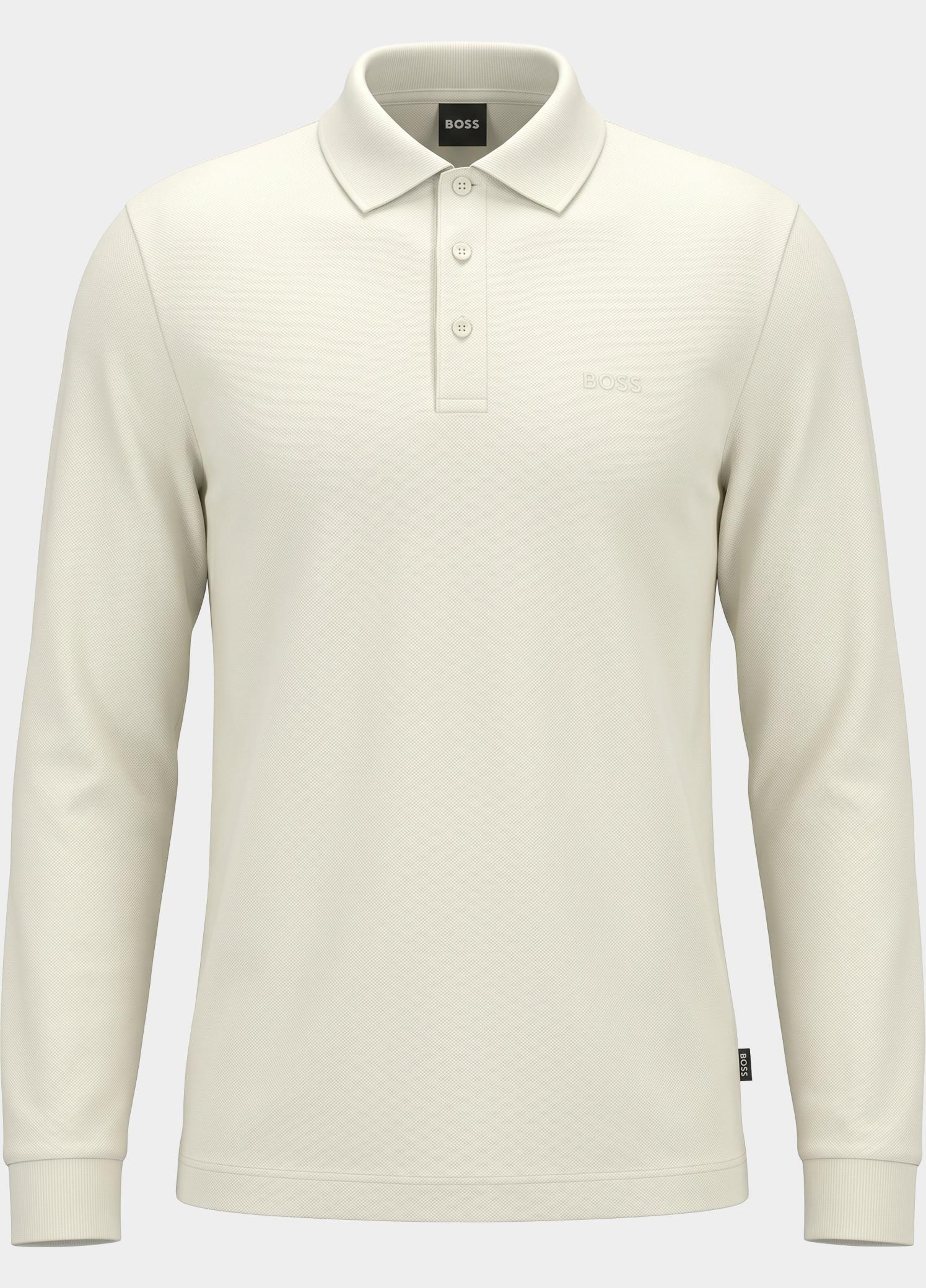 BOSS Black Polo lange mouw Wit Pado 30 10241542 01 50468392/118