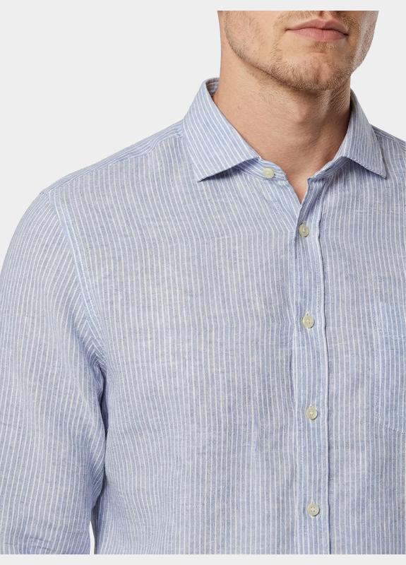 Blue Coast Overhemd heren Blauw 100% linnen, regular fit 118R/0018