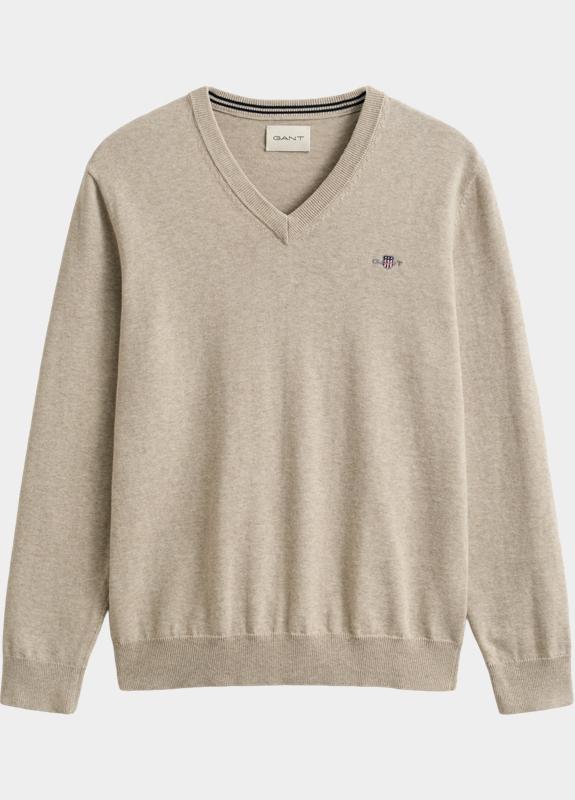 Gant Pullover heren Beige Klassieke sweater van katoen 8030562/198