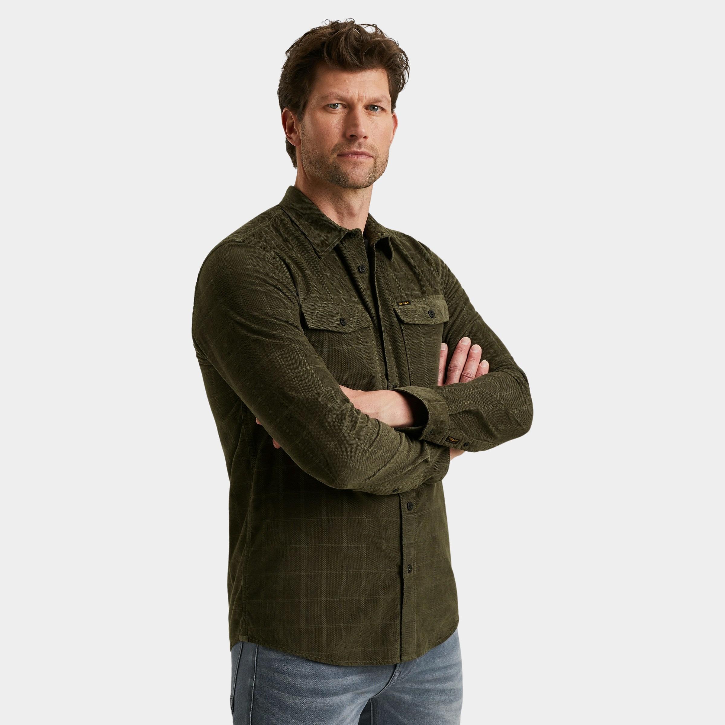 PME Legend Overshirt Groen LONG SLEEVE SHIRT Fine Cordur PSI2509242/8039