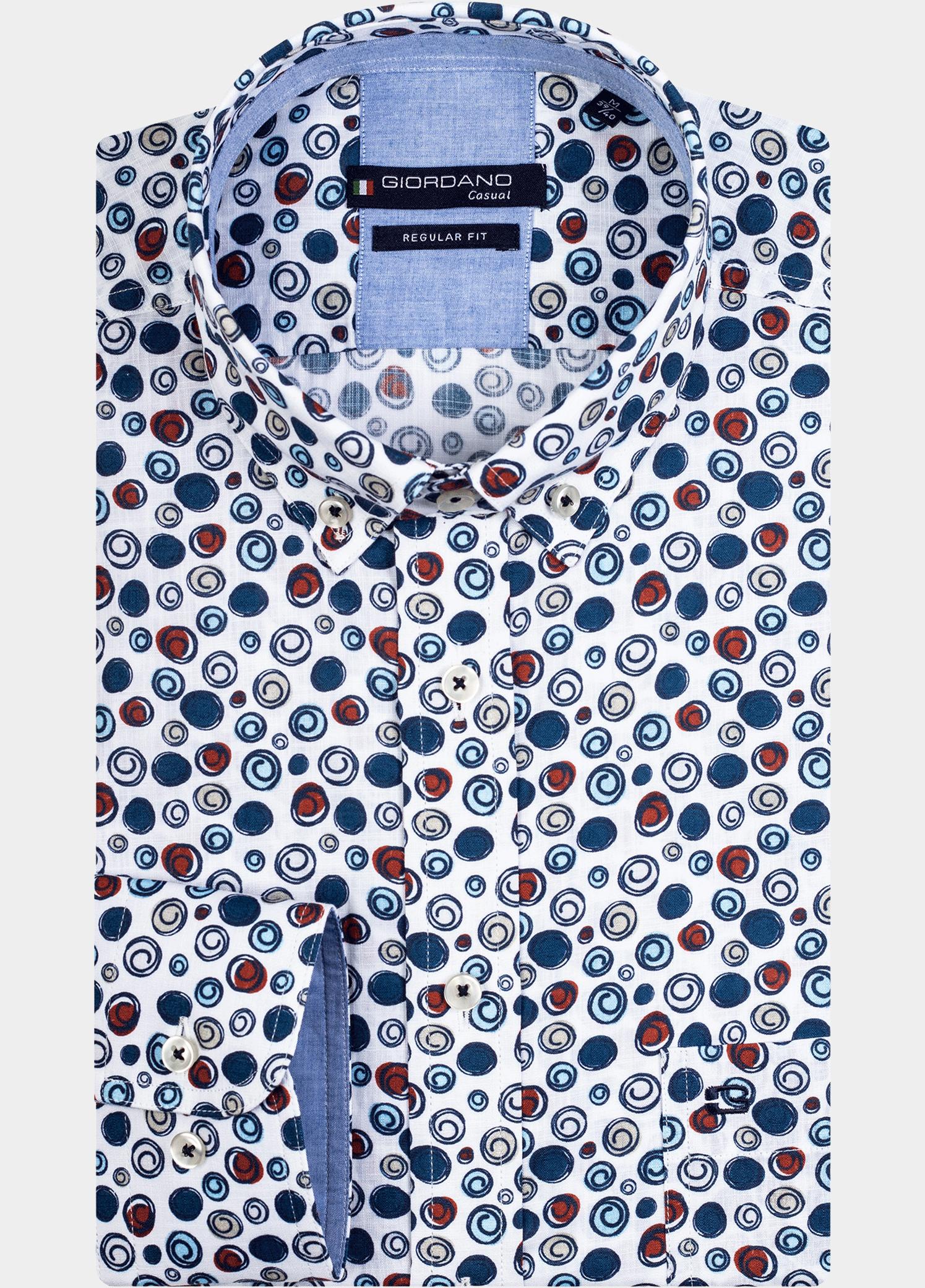 Giordano Overhemd heren Bruin Ivy, LS Button Down Stamps Pr 417045/80
