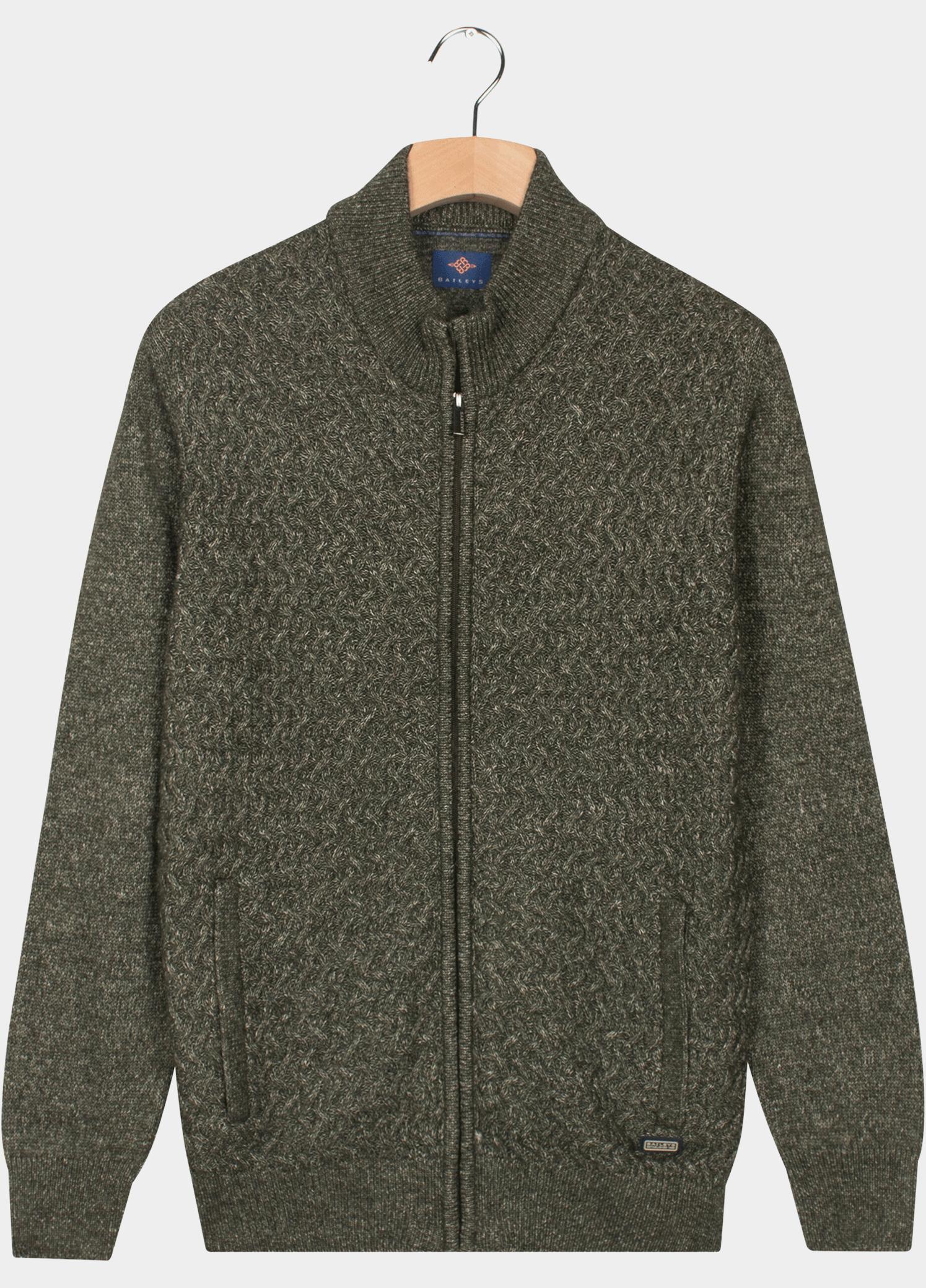 Baileys Vest heren Groen Cardigan Zip  5gg Single stit 522072/792