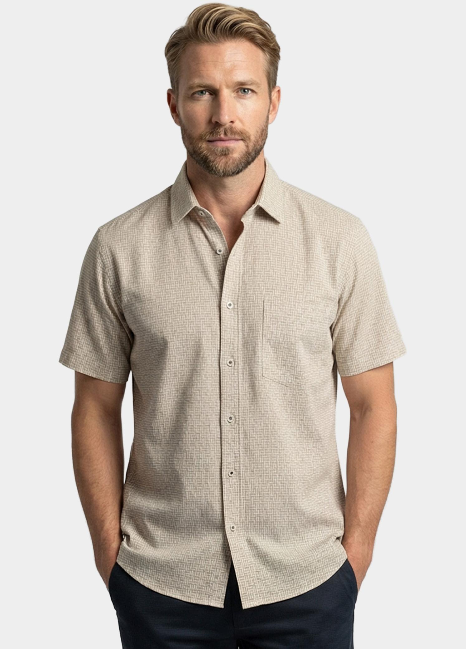 Giordano overhemd korte mouw heren Bruin Puglia Short Sleeve Shirt  Gr 616861/80