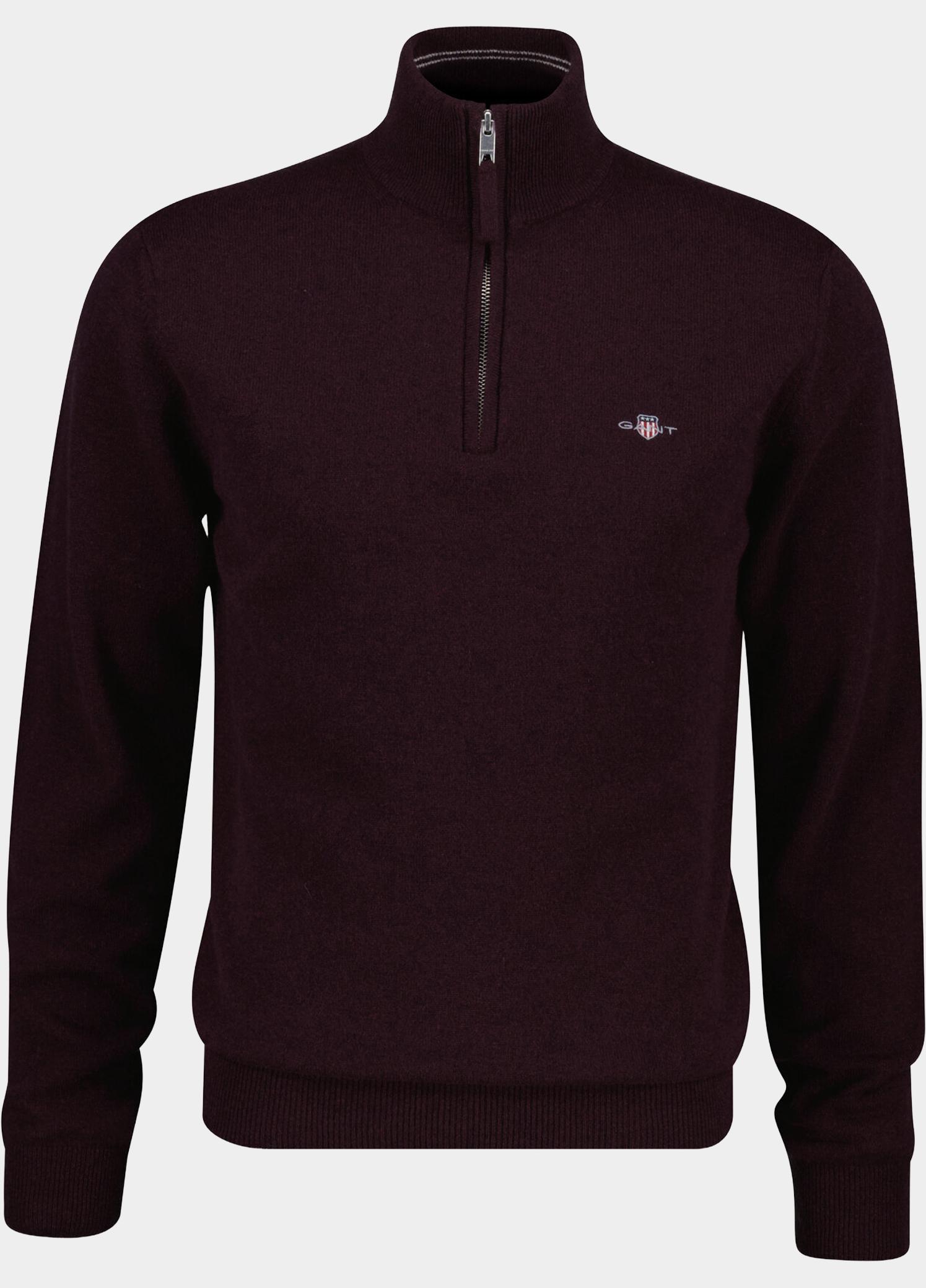 Gant Half Zip Rood Lamswollen trui met korte rit 87313/667