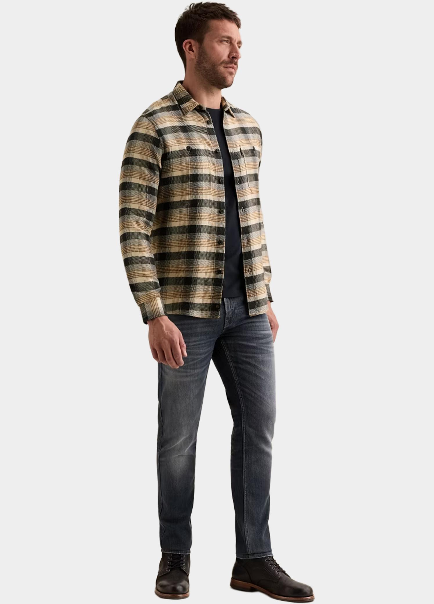 PME Legend Overhemd heren Bruin Long sleeve shirt yarn dye ch PSI2608216/8187